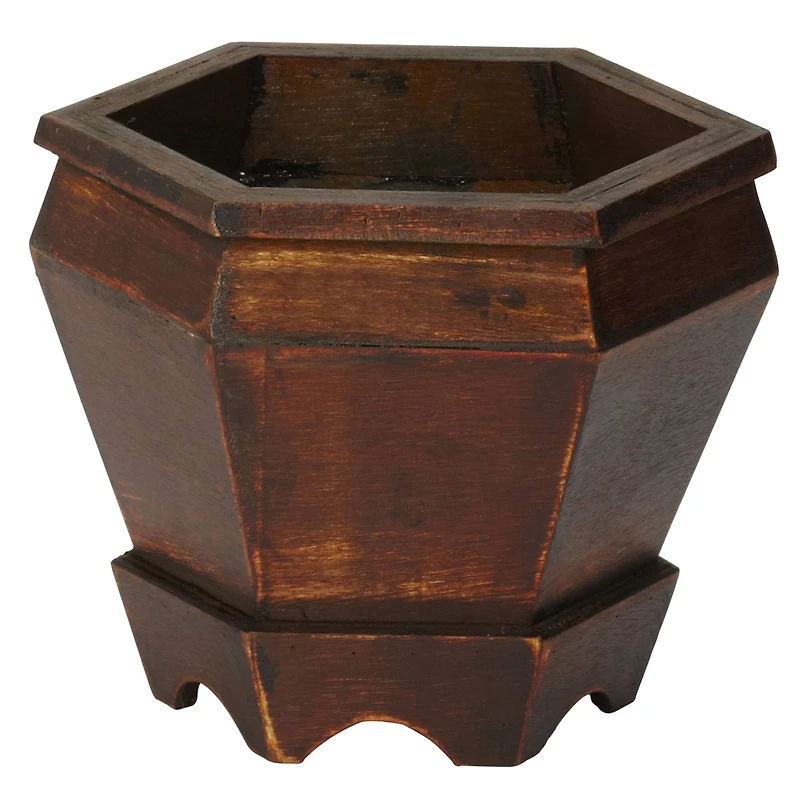 Wooden Hexagon Decorative Planter Set