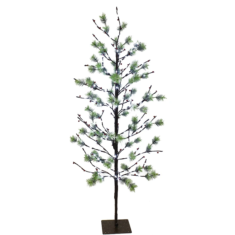 5ft. Pre-Lit Twig Tree, White LED Twinkle Lights