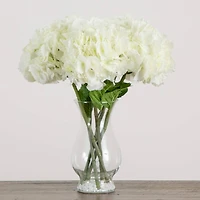 20" White Artificial Hydrangea Arrangement in Glass Vase