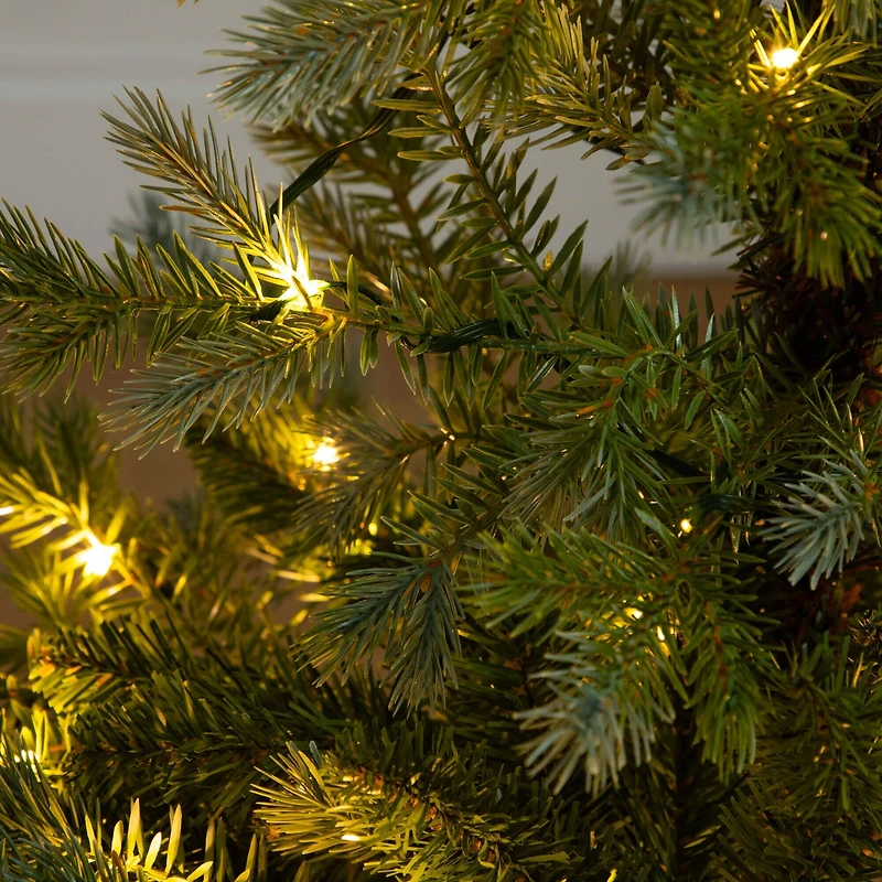 3ft. Pre-Lit Artificial Christmas Tree in Jute Wire Planter with 30 Warm White LED Lights