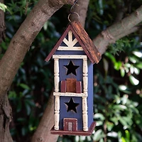 Glitzhome® 13" Solid Wood and Metal Rustic Style Birdhouse