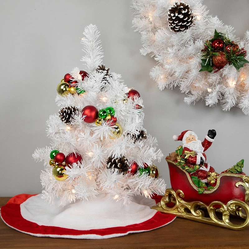 18" Pre-Lit Medium Snow White Artificial Christmas Tree, Clear Lights