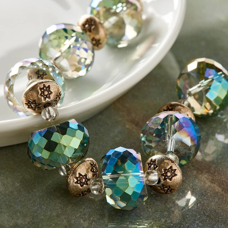 12 Pack: Aqua Metal & Glass Rondelle Beads by Bead Landing™