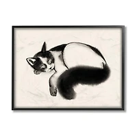 Stupell Industries Relaxed Pet Cat Bushy Black Tail in Black Frame Wall Art