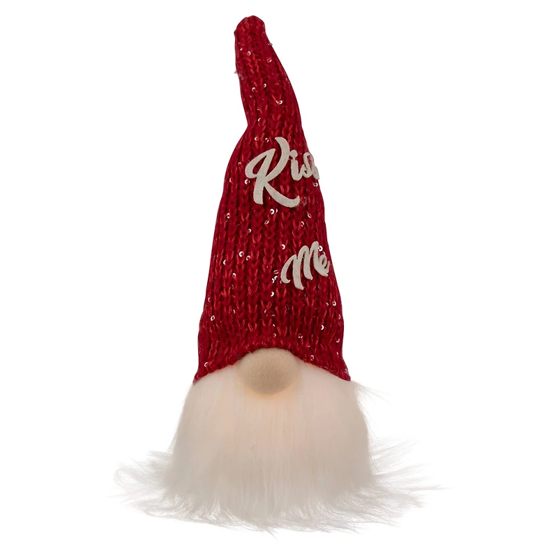 11.5" Lighted Red Knit 'Kiss Me' Hat Valentine's Day Gnome