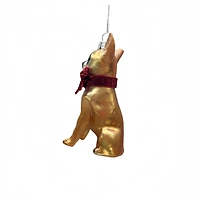 4" Golden Brown & Red Dog with Bow Glass Ornament by Ashland®
