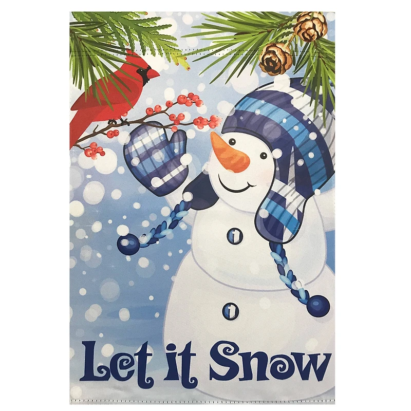 Snowman and Cardinal "Let it Snow" Christmas Outdoor Flag - 40" x 28"