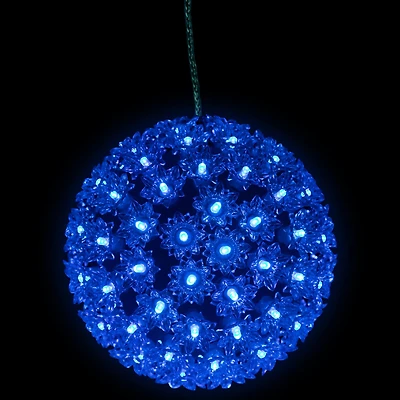 LED Lighted Hanging Starlight Sphere Outdoor Christmas Decoration- 7.5" - Blue Lights