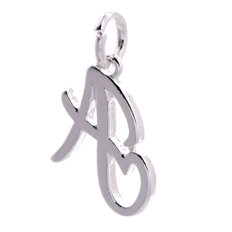 Silver Plated Script Letter Charm by Bead Landing