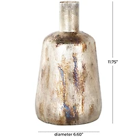 Bronze & Cream Foiled Metal Vase with Blue Accents