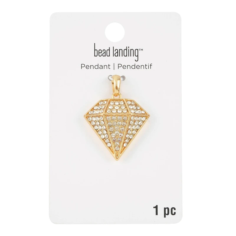 Gold Metal Diamond Pendant by Bead Landing™