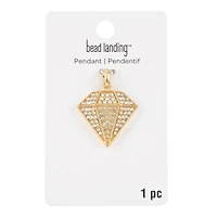 Gold Metal Diamond Pendant by Bead Landing™