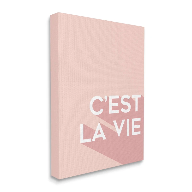 Stupell Industries C'est La Vie French Phrase Pink Pop Typography Canvas Wall Art