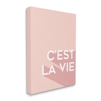 Stupell Industries C'est La Vie French Phrase Pink Pop Typography Canvas Wall Art