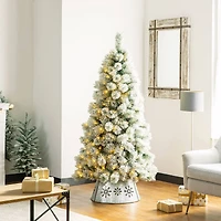 Glitzhome® 21" Snowflake Diecut Metal Tree Collar with Light String