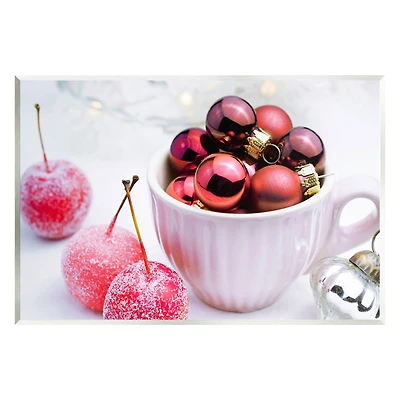 Stupell Industries Gleaming Red Christmas Ornaments Wall Plaque Art