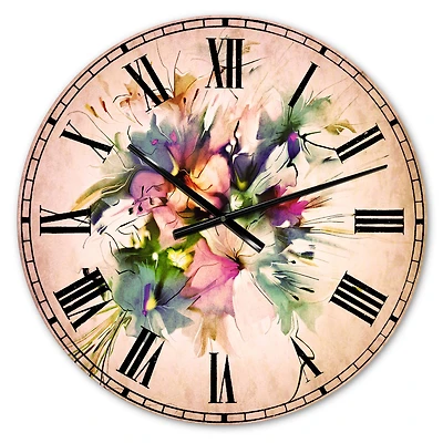Designart Summer Colorful Flowers Traditional Wall Clock
