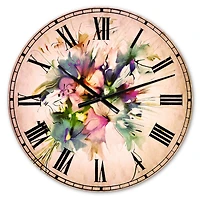 Designart Summer Colorful Flowers Traditional Wall Clock
