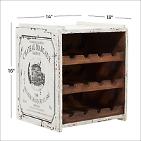 16" White Wood Farmhouse Wine Rack
