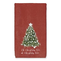 Oh Christmas Tree on Red Background Tea Towel Set