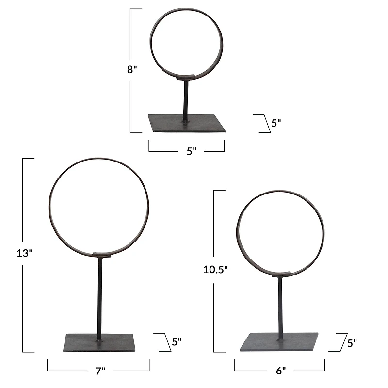 Hello Honey® Decorative Modern Found Metal Rings on Stands Set