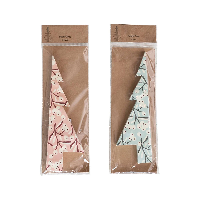 Hello Honey® 9" Orange & Blue Printed Paper Folding Honeycomb Tree Set with Berry Pattern