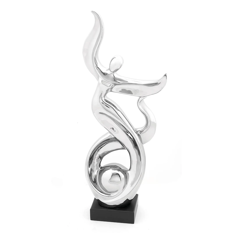 25" Silver Ceramic Modern Twist Sculpture