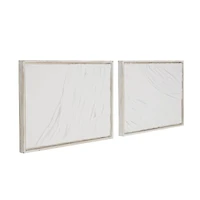 28" x 20" White Distressed Wood Abstract Wavy Wall Decor, Set of 2