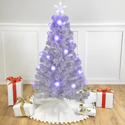 4ft. Pre-Lit Medium White Iridescent Fiber Optic Artificial Christmas Tree with Blue LED Lights