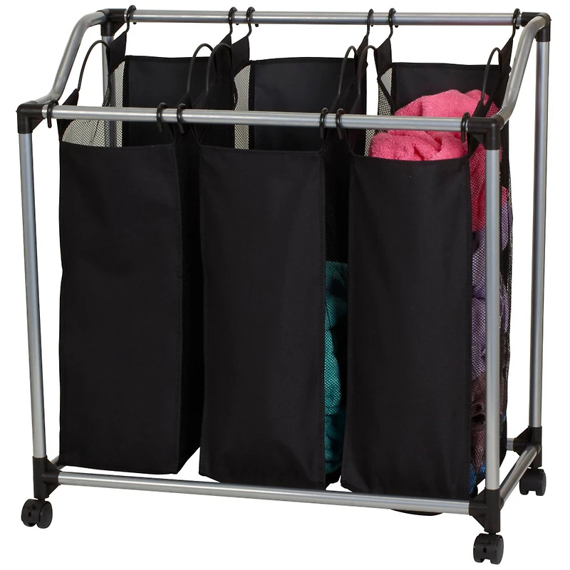 Household Essentials Rolling Mesh Triple Laundry Sorter