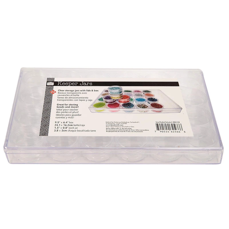 The Beadsmith® 9.5'' x 6.5'' x 1'' Clear Storage Box with Jars