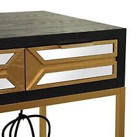 Black Wood Glam Desk, 46" x 20" x 30"