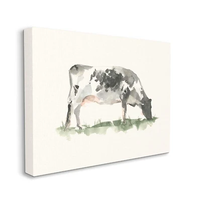 Stupell Industries Grazing Farm Cattle Neutral Cow Field Watercolor Canvas Wall Art