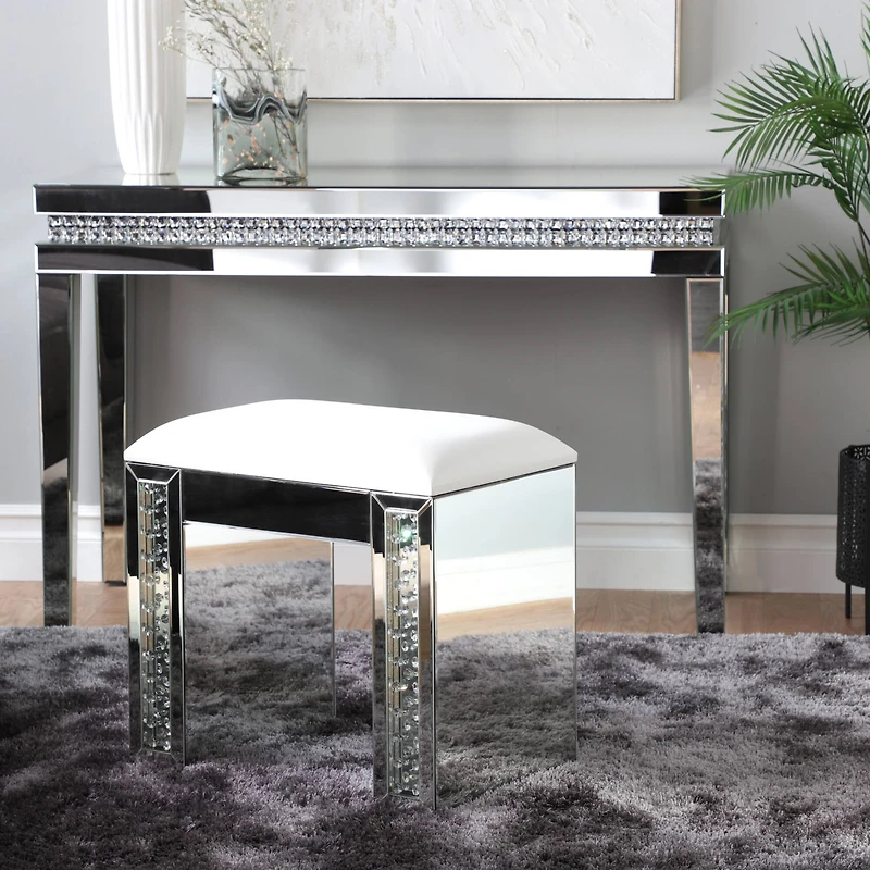 21" Silver Wood Glam Stool