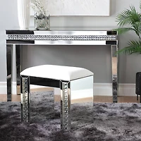 21" Silver Wood Glam Stool