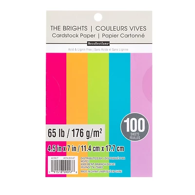 The Brights 4.5" x 7" Cardstock Pack by Recollections™, 100 Sheets