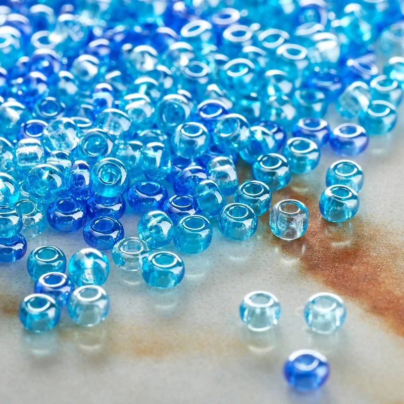 12 Pack: John Bead Aqua Mix Czech Glass Seed Beads, 11/0