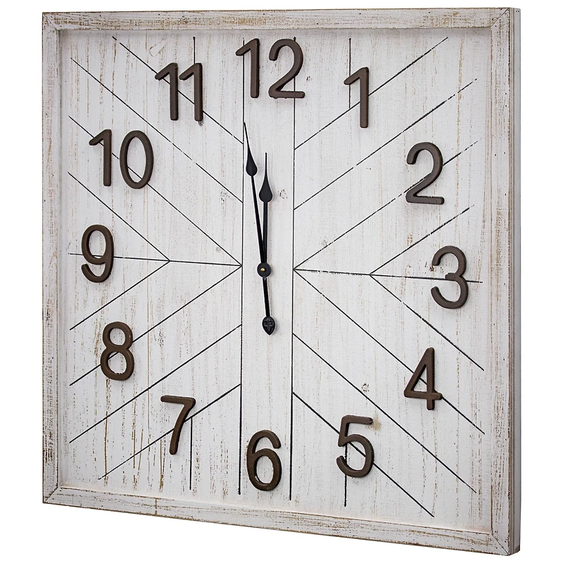 Whitewashed Wood Oversize Wall Clock 32"