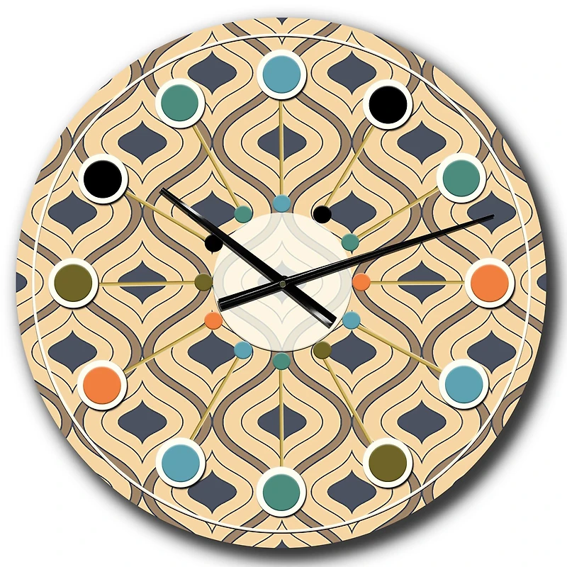 Designart 'Retro Ornamental Design Vii Mid-Century Modern Wall Clock