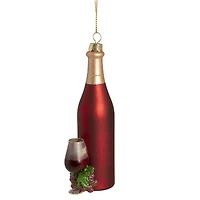 6" Matte Red Wine Country Glass Bottle Christmas Ornament