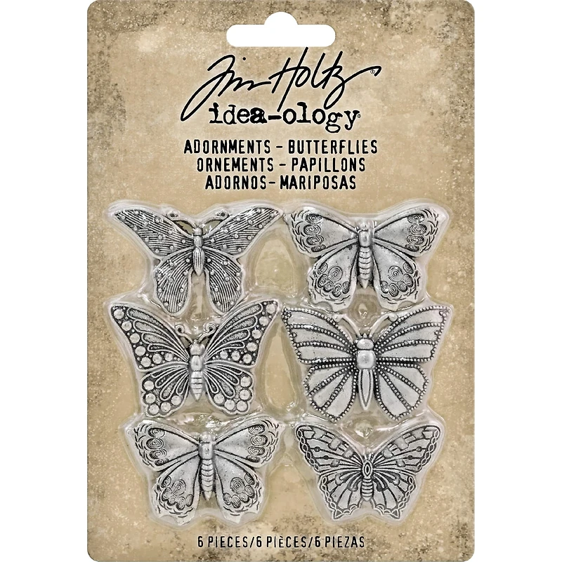Idea-Ology Metal Adornments 1" 6/Pkg-Butterflies