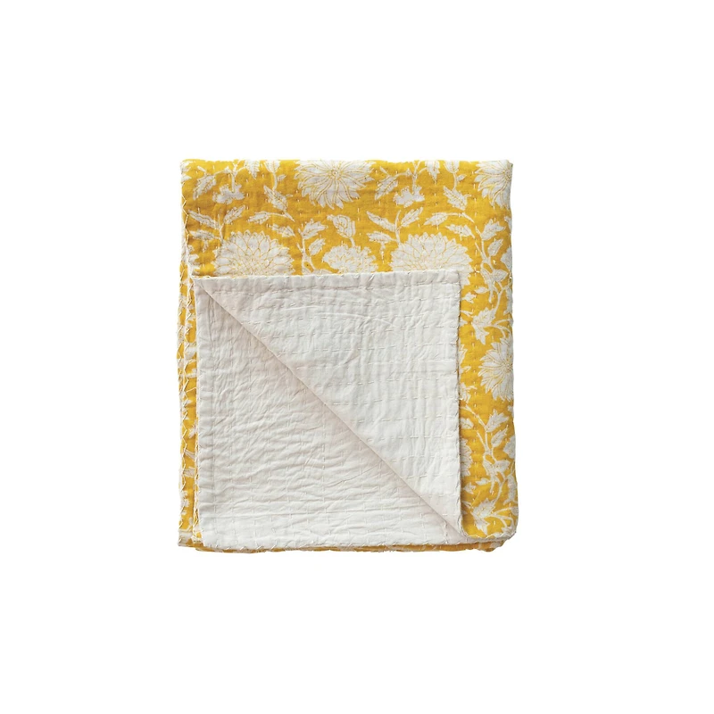 Hello Honey® 60" Yellow Block Print Throw