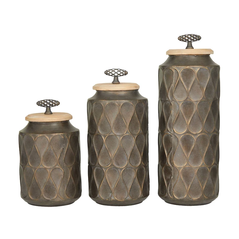 Black Traditional Decorative Jars, Set of 3" 16", 13", 10"