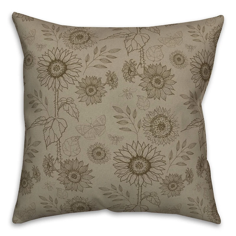 Sunflower Icons Throw Pillow