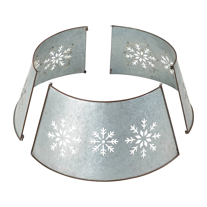 Glitzhome® 21" Snowflake Diecut Metal Tree Collar with Light String