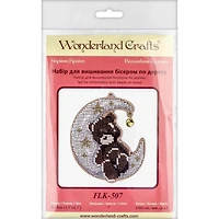Wonderland Crafts Bear & Moon Bead Embroidery on Wood Kit
