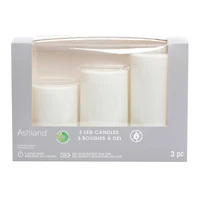 6 Packs: 3 ct. (18 total) White LED Pillar Candles by Ashland®