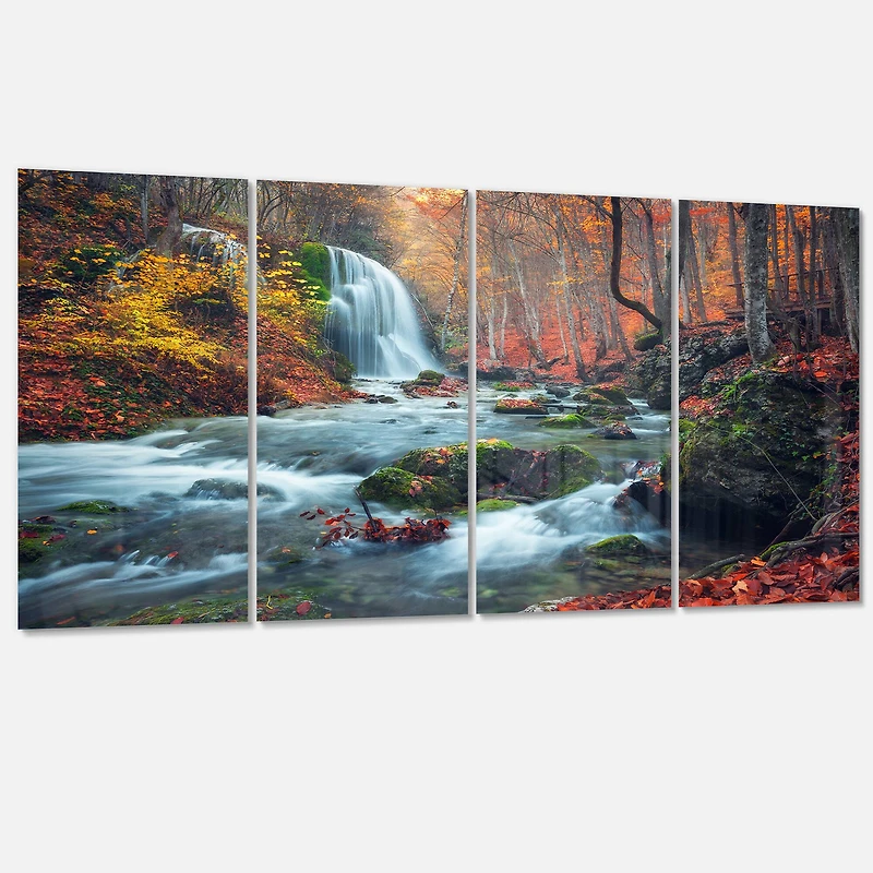 Designart - Autumn Mountain Waterfall Long View