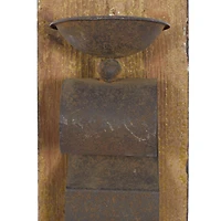 Set of 2 Brown Wood Rustic Wall Sconce, 6" x 19"