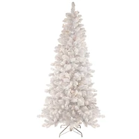 6.5ft. Pre-Lit Flocked Norway Pine Artificial Christmas Tree, Warm White LED Lights